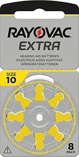 80 x RAYOVAC Extra Hearing Aid Batteries Type 10 - PR70 - Colour Code Yellow - 1.45 Volt - Pack of 80 (10 x 8 Batteries)