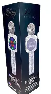 Bluetooth Karaoke Microphone & Led Light-Up Speakers Bling Silver NWT Sealed $55