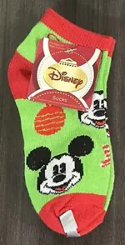 Kids Disney Mickey Mouse Christmas Ankle Socks Size 7-9