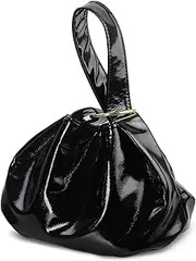 Women's Glossy Clutch Patent Vegan Leather Hobo Top Handle Bag Small Tote