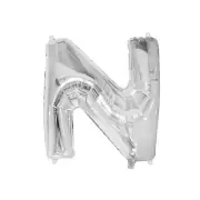 Silver N Alphabet Foil Balloon 35cm Party Decor Supplies AUS Stock
