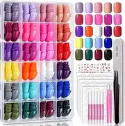 TsMADDTs Press on Nails Short, 720PCS Short Round Press On Nails, Glossy Press On Nails Kit for Women, 24 Colors Glue On Nails Short, Short Fake Nails with Glue