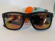 Foster Grant Caliblue Black w Orange Polarized Sunglasses 100% UVA/B + cord