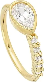 [Jewelry Avalanche] Solid 20G 14K Yellow Gold Half-Eternity CZ Nose Hoop Ring 8mm, Tear-drop Bezel Nose Ring, Round & Pear Shape CZ Accented Nostril Hoop Unisex- 14KNH130PRSHBZ-CZYG, Metal, cubic-zirconia