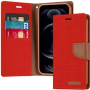Goospery iPhone 13 Pro Canvas Fabric Flip Wallet Case Cover Apple [Red]