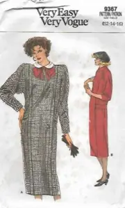 C158 VOGUE 9367:DRESS SIZE 12-16 SEWING PATTERN