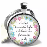 A Mother's Place Glass Top Clip-on Key Chain Special Mother Gift