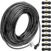 Misting Cooling System 98.4FT (30M) Misting Line + 50 Brass Mist Nozzles + 45 T-Connectors + 1 Faucet Adapters (3/4") Outdoor Mister for Patio Garden Greenhouse Trampoline for Waterpark