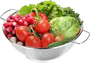 Metal Colander | Fruit Washing Kitchen Colander with Handles | Sink Colander Strainer Basket Versatile Heat Resistant for Pasta, Berry