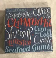 NIP~Summer Clambake Seafood Paper Luncheon Napkins~Qty 40~Denim-look Background