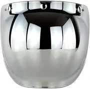 Scratch Resistant Helmet Lens Visor Helmet Visor Retro 3-snap Sunscreen Sun Shield Visor Bubble Mirro Windproof Motorcycle Helmet Lens for Helmet Face Lens Wind Shield Lens Windscreen(Silver)