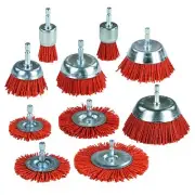 10 Pack Nylon Filament Abrasive Wire Brush Wheel & Cup Brush Set with 1/4 Inc...