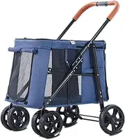 Large Dog Stroller Pet Stroller Folding Stroller Large Space Stroller Outdoor Travel Stroller (Color : Blue, Size : 85 * 62 * 103cm)