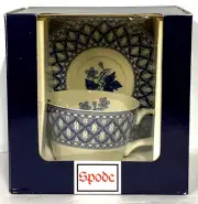 SPODE Blue Room Collection GERANIUM Blue Teacup and Saucer Set NEW IN BOX