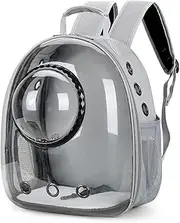 Pet Capsule Backpack, Portable & Breathable Pet Carrier, Transparent Capsule Backpack for Small and Medium Cats Dogs, Pet Bubble Bag for Travel, Hiking and Outdoor Use, 33 * 28 * 42cm, Grey