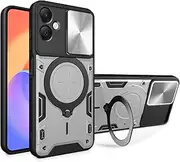 Compatible with Tecno Spark 10 Pro 4G Cover,Compatible with Tecno Spark 10 Pro 4G KI7 Car Mount Magnetic Stand Slide Lens 2 in 1 Case White