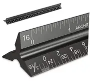 Architectural Scale Ruler, Imperial Measurements 12'', Laser-Etched Black-A