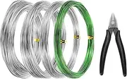 uxcell 1mm/1.5mm/2mm Bonsai Training Wire, 4 Roll Floral Wire Stems Anodized Aluminum Tree Wire 32.8 Feet for Gardening Branch Fixing Silver/Green