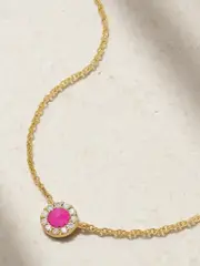 [Diane Kordas] Diane Kordas - Evil Eye 18-karat Gold Diamond Necklace - Pink - One size One size Pink