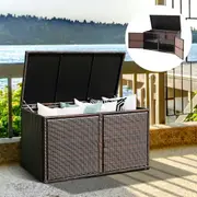 Costway Garden Patio Rattan Storage Container Box Bin Shelf Mix Brown