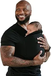 Lalabu Dad Shirt | Baby Carrier | Kangaroo Shirt | Babywearing | for Dads (Large, Pure Black)