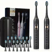 Ultrasonic Electric Toothbrush Kit For Adults, Rechargeable USB Toothbrush With 8 Soft Bristles Brush Heads, 5 Cleaning Modes, Waterproof Oral Care...