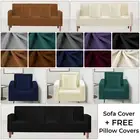 1/2/3/4 Seater VELVET Elastic STRETCH SOFA Covers + Pillow Covers Slipcover