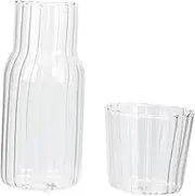 OFFSCH 1 Set Multi Function Glass Carafe with Cup Cold Water Container for Home for Beverages Tea Elegant Design for Easy Serving Entertaining