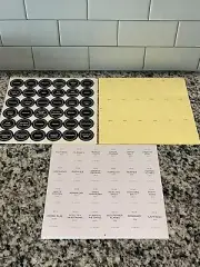 Lot of Kitchen & Spice Bottle Container Labels 3 Styles, Extra Blank Labels