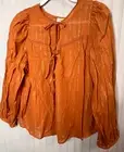 A.N.A. Women TOP OX 16 Boho Chic Peasant Orange Ties Lace Flowy Party NEW $44