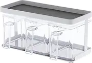 Yamazaki 3343 TOWER Seasoning Box x3 & Rack, white, PS Resin/Steel, Minimalist, 27.5 x 11.5 x 13.5 cm
