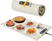 GOCENG White Rollable Portable Electric Food Warming Silicone Tray with Adjustable Temperature & Touch Panel Hot Plate, Full Surface Fast Heating Food Warmer Buffet for Party, Gatherings