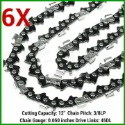 6X CHAINSAW CHAINS SEMI CHISEL 3/8LP 050 45DL FOR OZITO 12 BAR 25.4CC