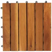 Decking Tiles Vertical Pattern 30 x 30 cm Acacia 10 Set Interlocking Deck Tiles