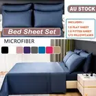 2000TC Bed Sheet Set Flat Fitted Sheet & Pillowcase Bed Double Queen King Single