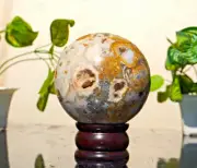 Large 100MM Druzy Yellow Cobra Jasper Stone Minerals Metaphysical Sphere Ball