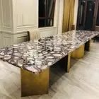 Agate Geode Conference Meeting Table Top, Handmade Stone Furniture Home Decors
