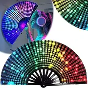[Generic] Boots on the Ground Fan, Clacking Fans for Line Dancing, Line Dance Popping Fan, Foldable Laser Colors Hand Fan for Cooling, Dance, Party & Decoration (C)