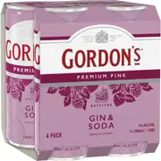 Gordon's Pink Gin & Soda 250ml x4 Pack