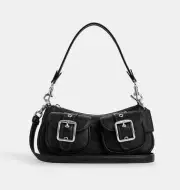 NWT Coach Leather Ashton Baguette shoulder bag CM079 Silver Black Authentic