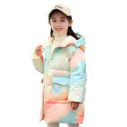 Nevenka Girls Down Outerwear High Collar Heavyweight Warm Hooded Jackets-Rainbow