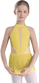 [Riismen] Girls Rhinestones Tassels Leotard Sparkly Latin Jazz Ballroom Dance Costume Salsa Tango Dancewear