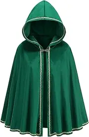 GRAJTCIN Renaissance Medieval Hooded Cape Adult Velvet Cloak Halloween Party Victorian Capelet for Women