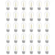 30-Pack Outdoor String Light Bulbs, Waterproof S14 Replacement Bulb, E26 Base Warm White Transparent