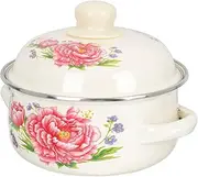 Cake Pan Ceramic Soup Pot Vintage Stock Pot Soup Pot Enamel Stock Pot Stew Bowl: Vintage Soup Pot Stew Pan Enamel Cookware for Home Kitchen Stock Pot Enamel Pots Cooking Pot /1389 (Color : Pink)