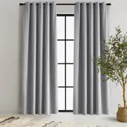 Cadence & Co Byron Matte Velvet 100% Blockout Eyelet Curtains Twin Pack Silver 90x223cm