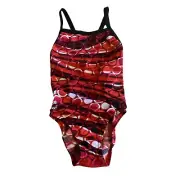 Speedo Swimsuit Girls Sz 22 One Piece Endurance Red Black Swimwear Razorback