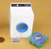 Washing Machine Liquid & Laundry In Basket Dolls House 1:12 Scale Accessory OMO