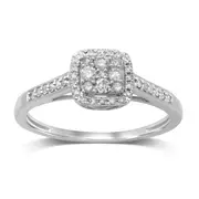 9kt White Gold 0.25ct Square Look Diamond Ring