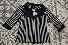 NWT Pin Up Couture Black Pinstripe Doris Batwing Blouse XL